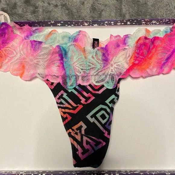 PINK Victoria's Secret Multicolor Lace and Star Panties Set - Picture 4 of 12